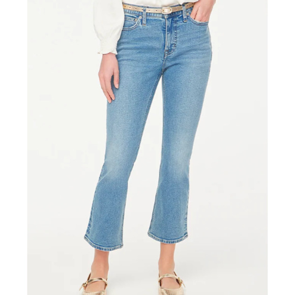 J. Crew Jeans Size 24P, All Day Stretch Medium Wash Mid-Rise Flare Crop Jeans - Picture 1 of 10
